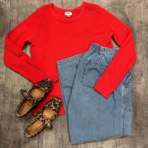 Old Navy Red Chevron Stitch Sweater